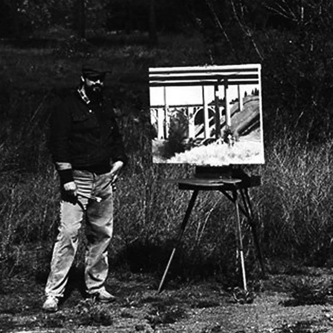 William E. Elston, Painting in Vinegar Flats c.1984. Photograph by Rick Graff